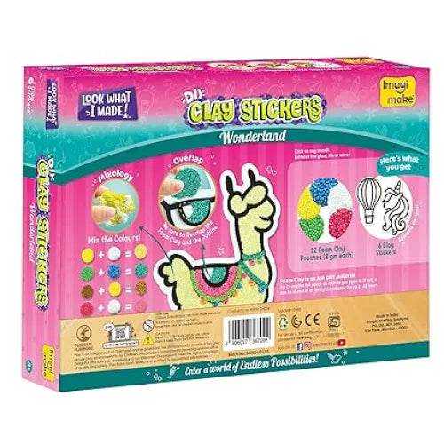 Imagimake Clay Stickers: Wonderland | Create 6 Unique DIY Stickers Using Air Dry Clay | No Mess, Travel-Friendly | Return Gifts for Kids Ages 3,4,5,6,7,8 - T-Rex the toyland Sitamarhi