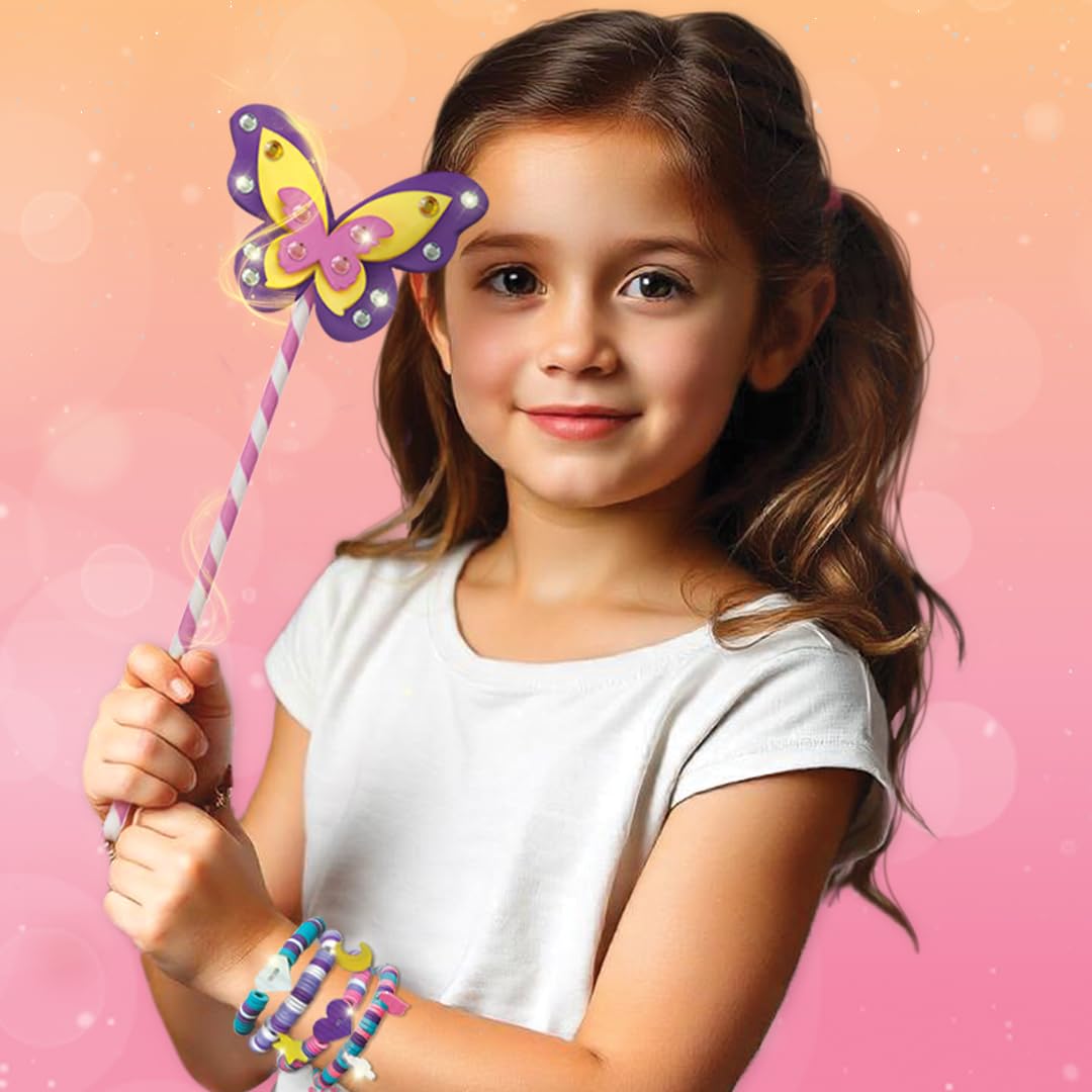Colorful bead bracelets men for kids featuring a girl holding a butterfly wand