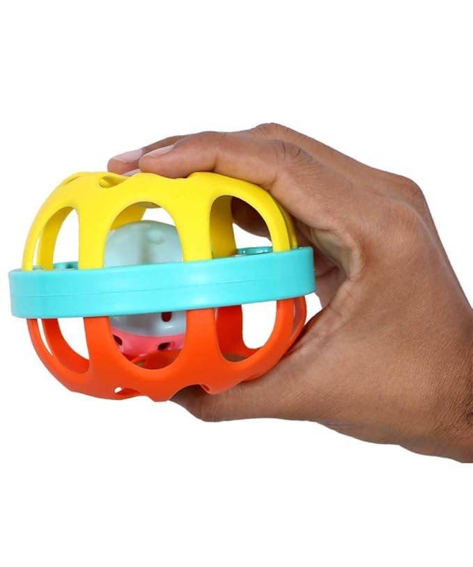 Colorful sensory fidget toy for toddlers featuring a hand-held design and engaging textures
