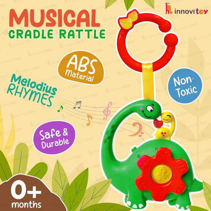 Colorful musical gourd rattle for infants featuring a dinosaur design and safe materials