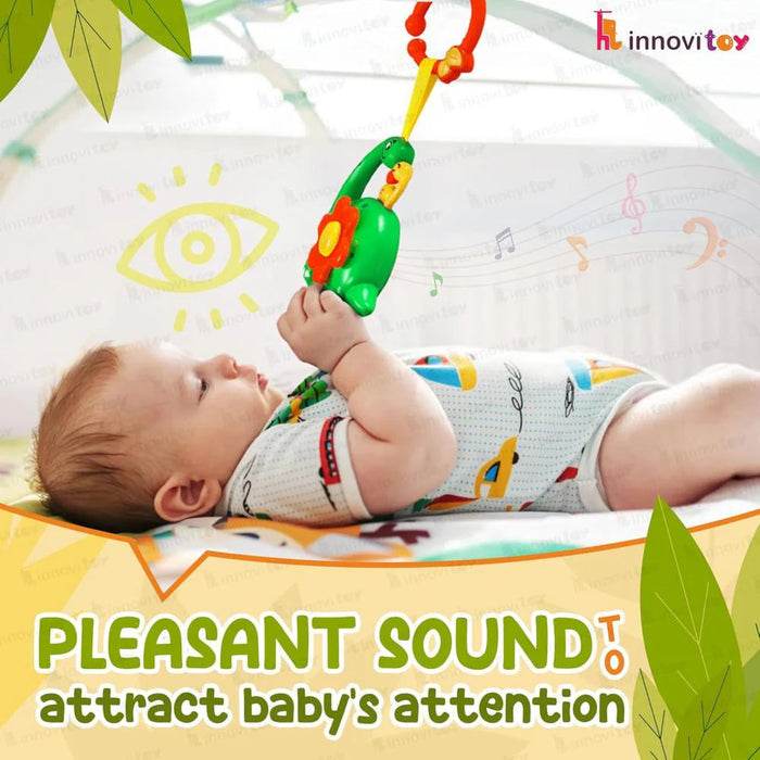 Colorful musical gourd rattle for infants to engage and stimulate attention