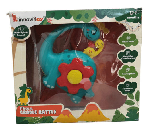 Colorful musical gourd rattle for infants, promoting visual and auditory skills