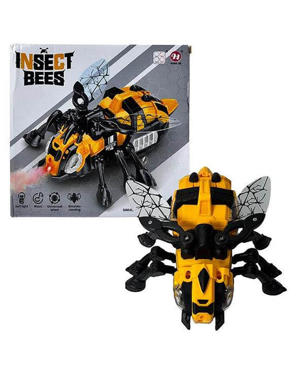 Insect Bee Crawling Toy with Universal Wheels, Mechanical Appearance, Lights, Music, and Simulated Flapping Wings - Interactive Crawling Insect Toy for Kids - Yellow - T-Rex the toyland Sitamarhi