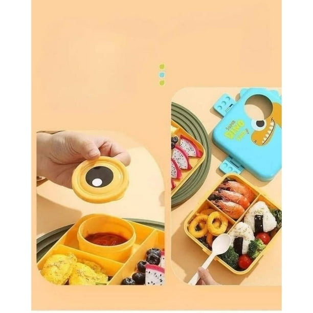 Colorful insulated bento boxes for kids featuring fun design and multiple compartments for snacks