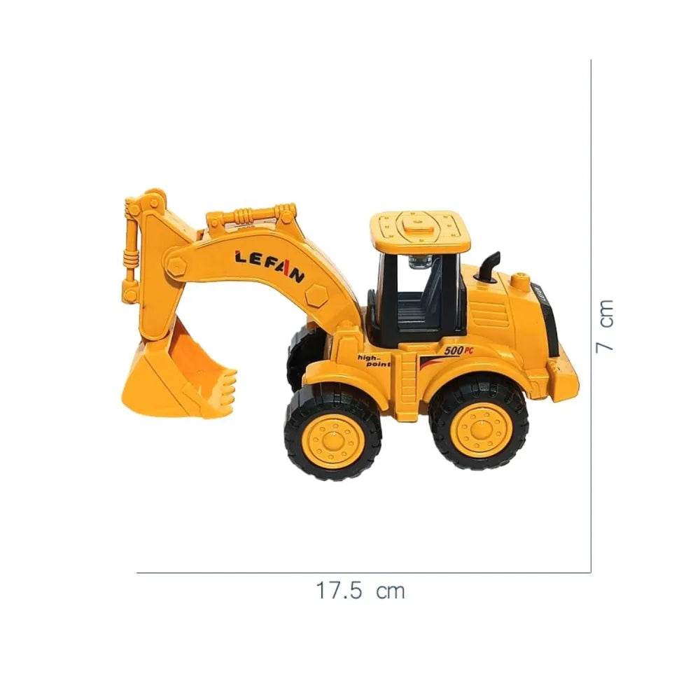 Yellow JCB skid steer toy with movable arm for ages 3-5 years