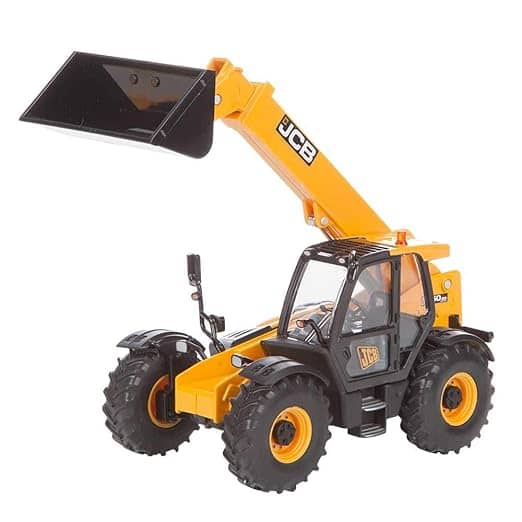 Yellow JCB monster truck toy with movable bucket for kids aged 3 and up
