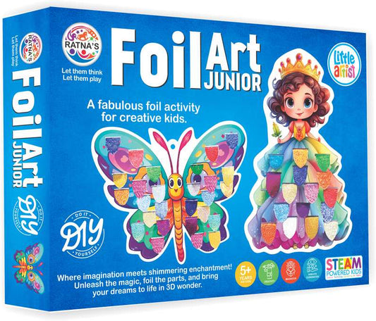 Junior foil art kit for kids with colorful butterfly and princess designs for creative foil activities