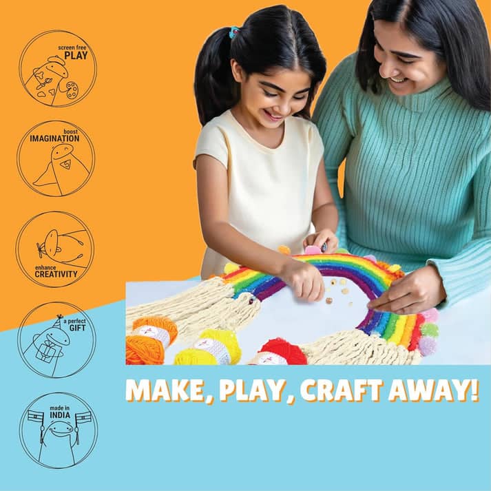 Colorful kit macrame for kids to make, play, and craft together for ages 6 and up