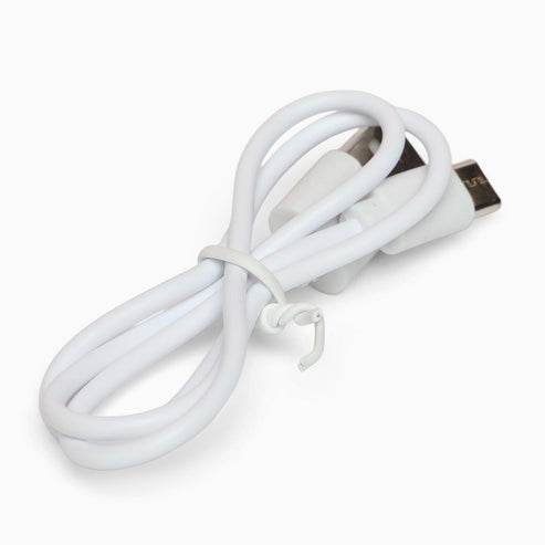 White USB charging cable for karaoke speaker, compatible with various devices