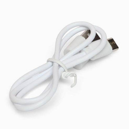 White USB charging cable for karaoke speaker, compatible with various devices