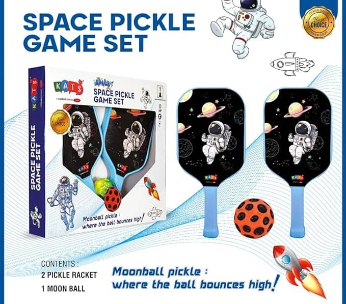 Space pickleball game set with two paddles and one ball for kids