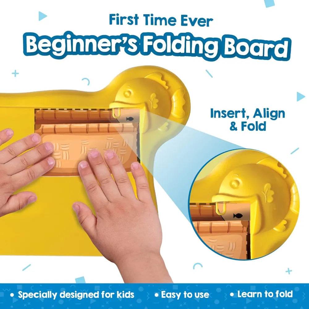 Yellow beginner's folding board designed for kids to enhance fine and motor skills