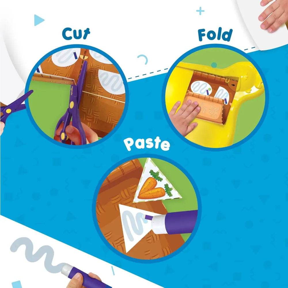Colorful cutting and pasting activity kit for 3-6 years old to enhance fine and motor skills