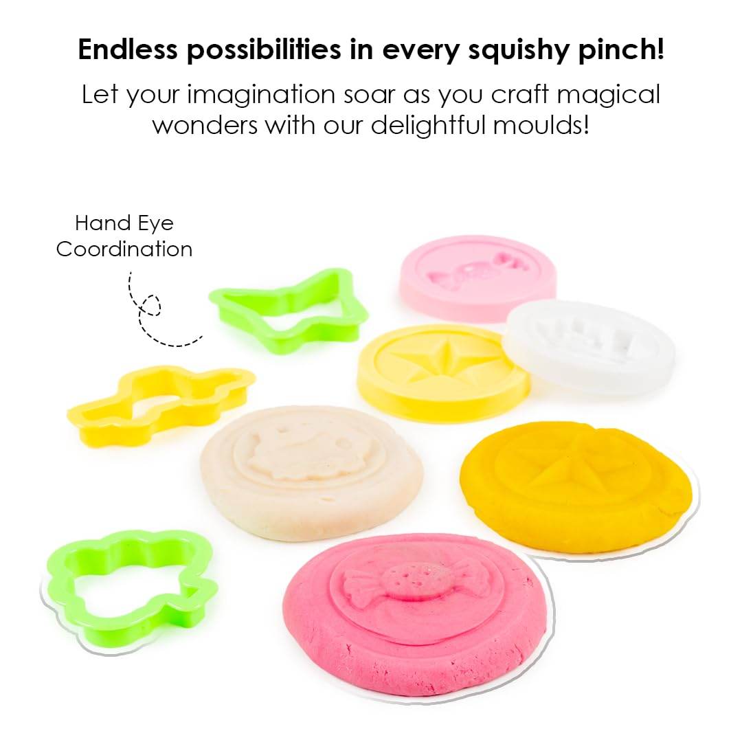 3 in 1 dough kit for kids with colorful molds and dough for creative play and hand eye coordination