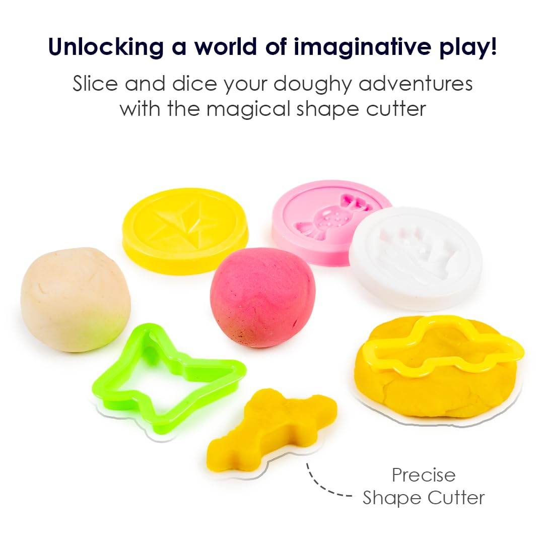 3 in 1 dough kit for kids with colorful dough balls and precise shape cutters for imaginative play