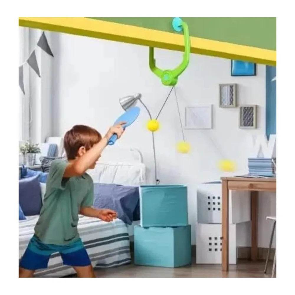 Kidology Hanging Table Tennis Self Training Indoor Gaming 2 Racket & 3 Practice Ball Portable - Double Sparring Hanging Toys Parent Child Interaction Indoor Toys For Kids - T-Rex the toyland Sitamarhi