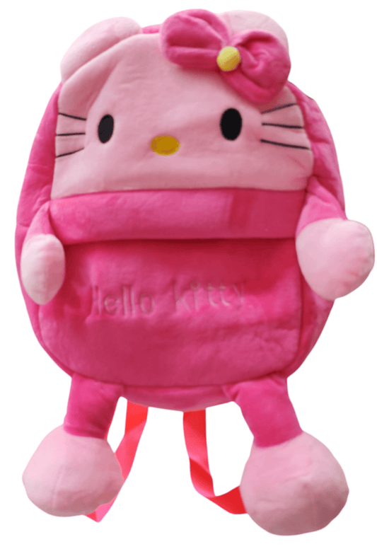 Pink Hello Kitty plush kids cartoon backpack with bow and soft padded design