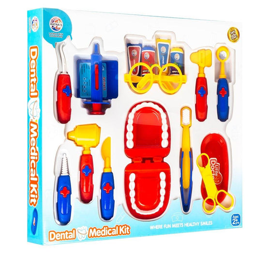 Kids dental medical kit toy set with colorful dental tools and a play mouth model by T-Rex the toyland Sitamarhi