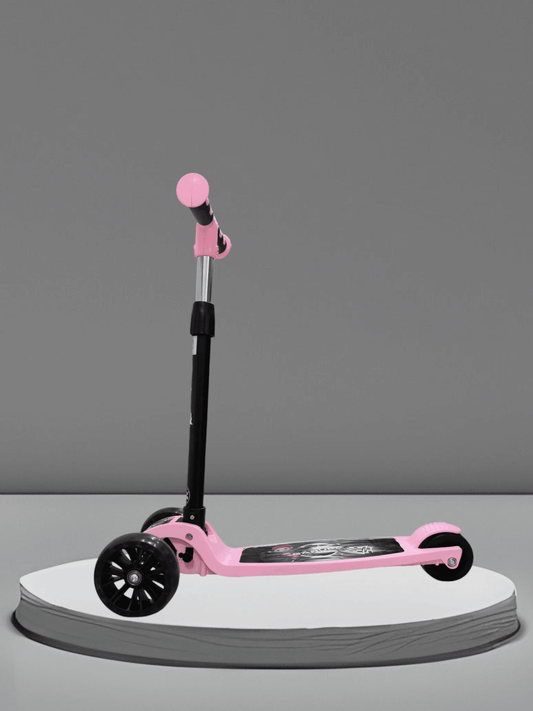 Pink kids LED scooter with adjustable handlebar and black wheels by T-Rex the toyland