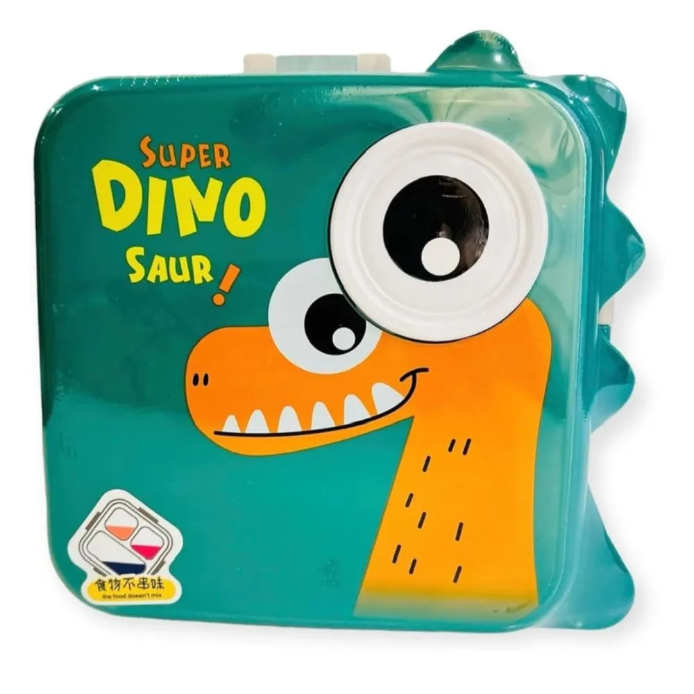 Blue dinosaur-themed kids lunch box featuring a playful design for children