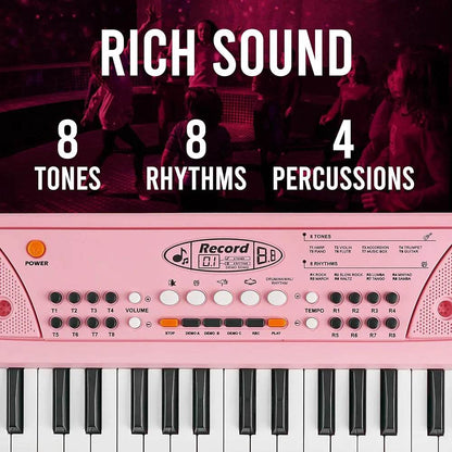 Pink kids piano keyboard multicolor with 8 tones 8 rhythms and 4 percussions from T-Rex the toyland Sitamarhi