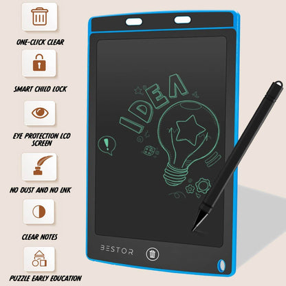 Blue LCD writing tablet for kids with one-click clear feature for easy note-taking