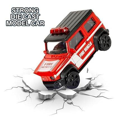 Red die cast mini Thar model car for kids featuring fire rescue design, inspired by planes: fire and rescue 2