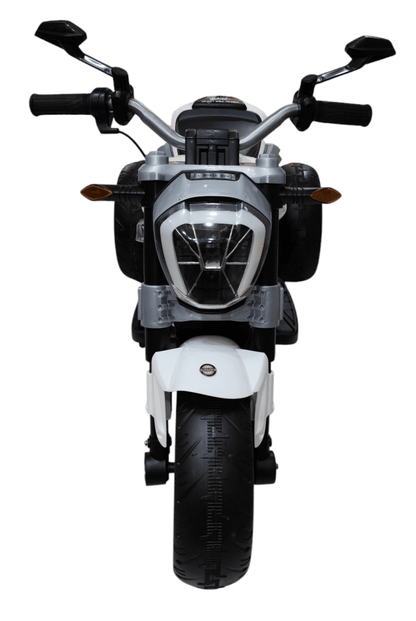 White ride-on bike for children, perfect for ages 3-5 years to enjoy outdoor play