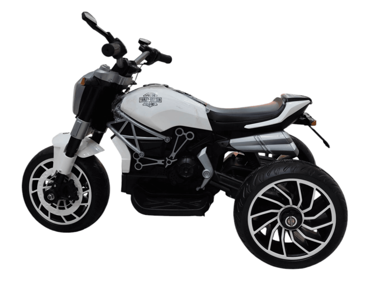 white ride-on bike with sporty design for children aged 3-5 years