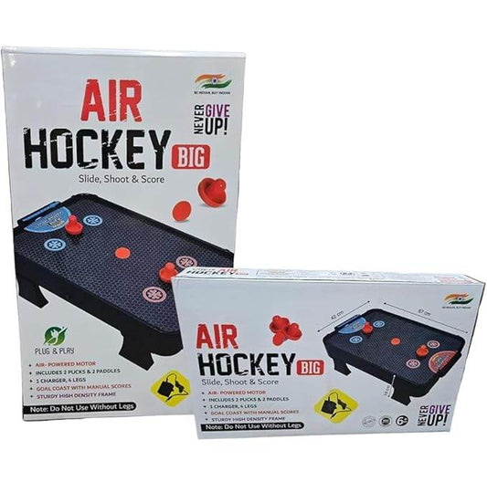 Air hockey table for kids and adults with air-powered motor includes 2 pucks and paddles