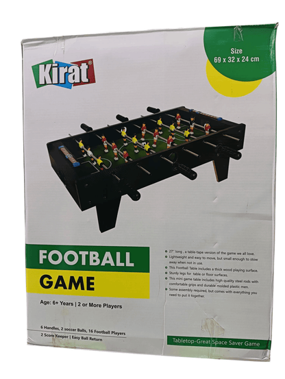 Kirat kids indoor football table game with black frame and player figures on green field