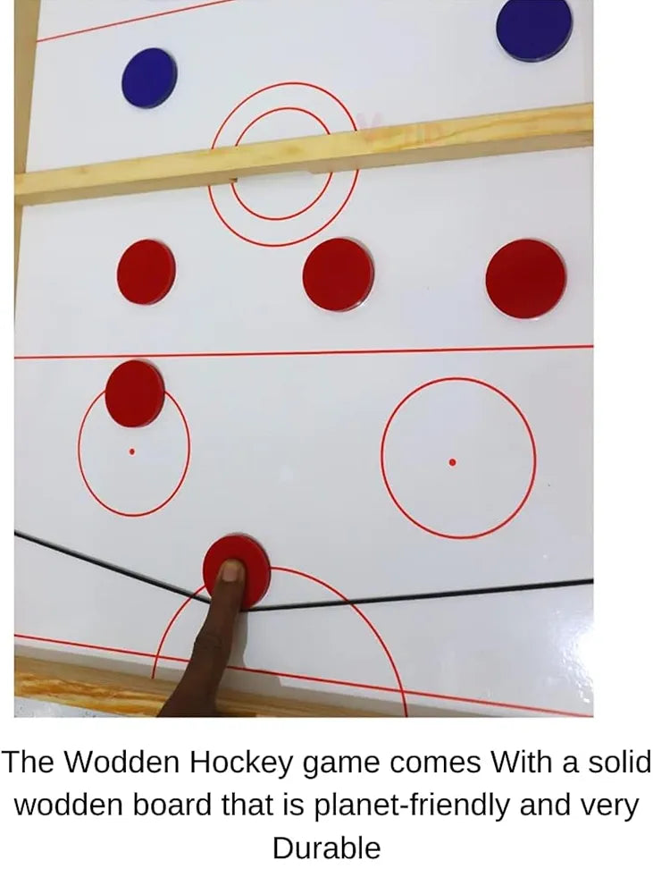 Kirat indoor string hockey and ludo game set with wooden board and red and blue playing pieces