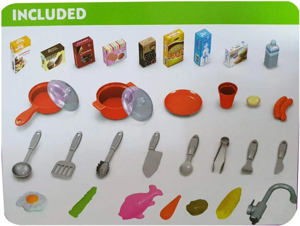 Colorful kitchen toy kitchen toy set for imaginative play with various utensils and food items