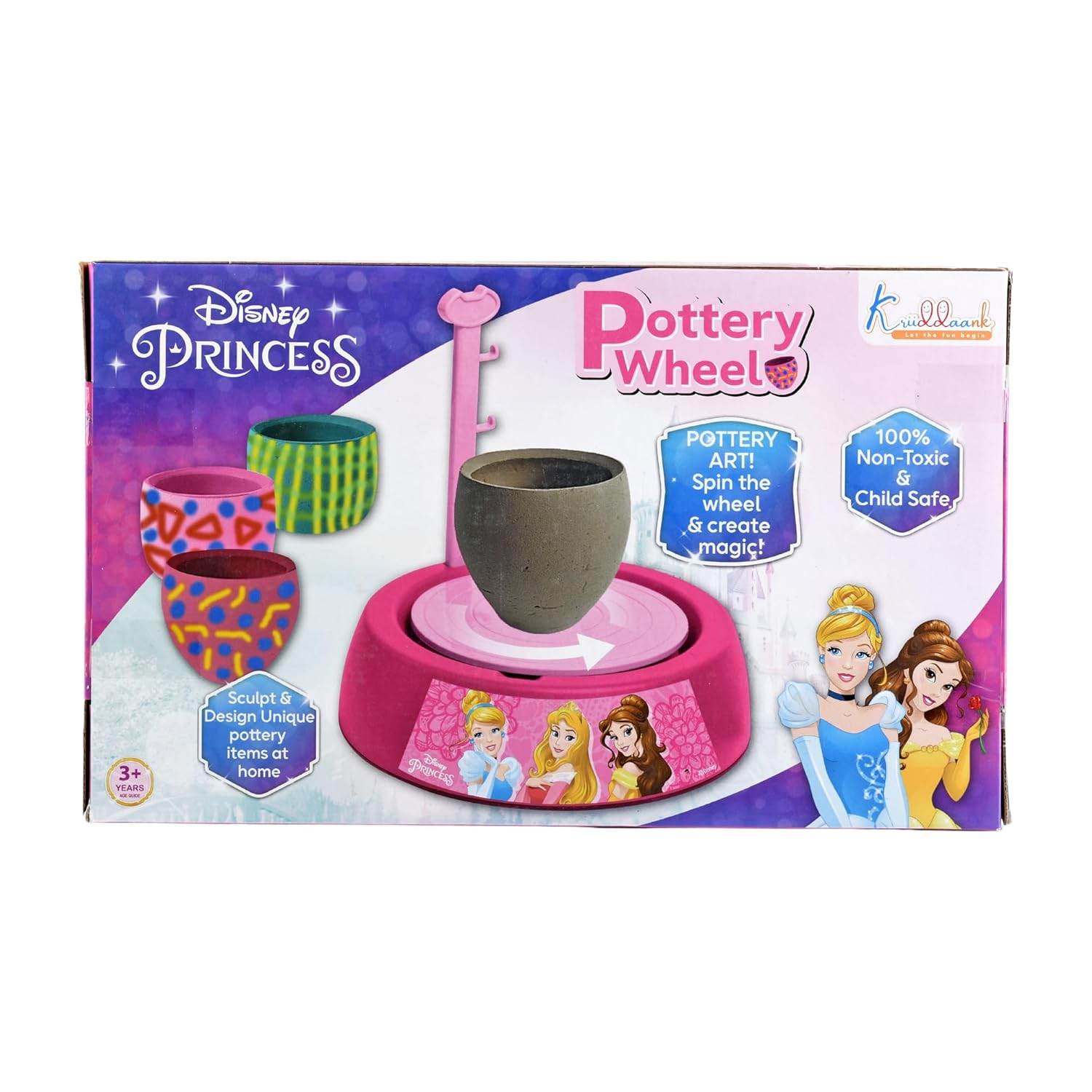 Kriiddaank Princess Kids Pottery Wheel Battery Operated with Molding Clay & Painting Kit Learning and Education Multicolor Board Game Toys for Kids - T-Rex the toyland Sitamarhi