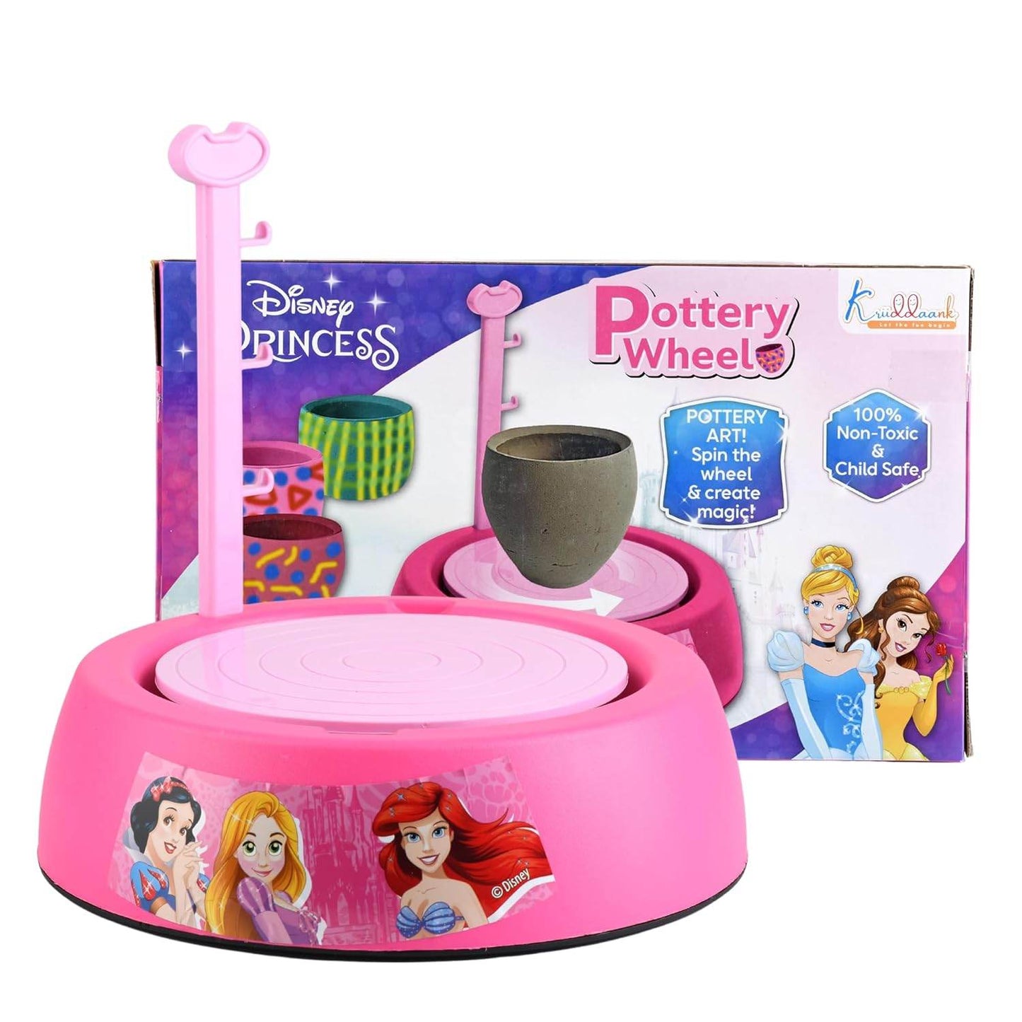 Kriiddaank Princess Kids Pottery Wheel Battery Operated with Molding Clay & Painting Kit Learning and Education Multicolor Board Game Toys for Kids - T-Rex the toyland Sitamarhi