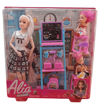 T-Rex the ToyLand school teacher doll playset with a teacher doll, two students, and classroom accessories