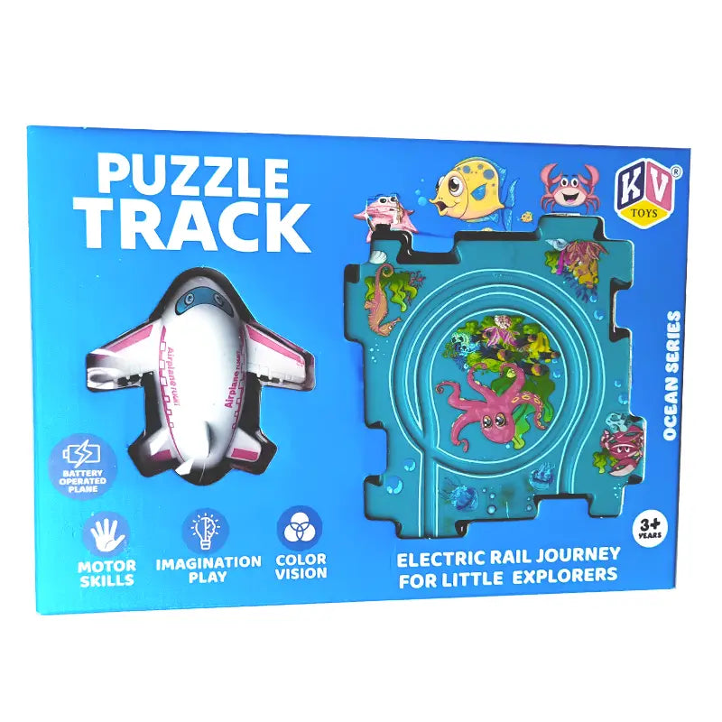 Colorful puzzle track train Amtrak toy for imaginative play, designed for ages 3 and up