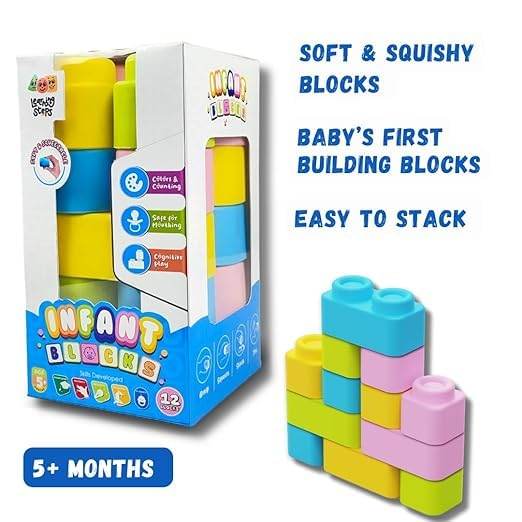 Infant learning blocks set soft and squishy colorful building blocks for babies 5 months and older