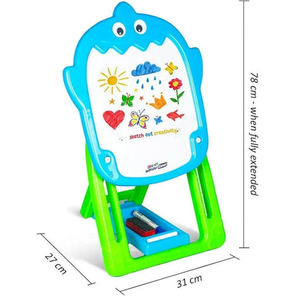 T-Rex the toyland double sided easel for kids with colorful drawing board and marker tray