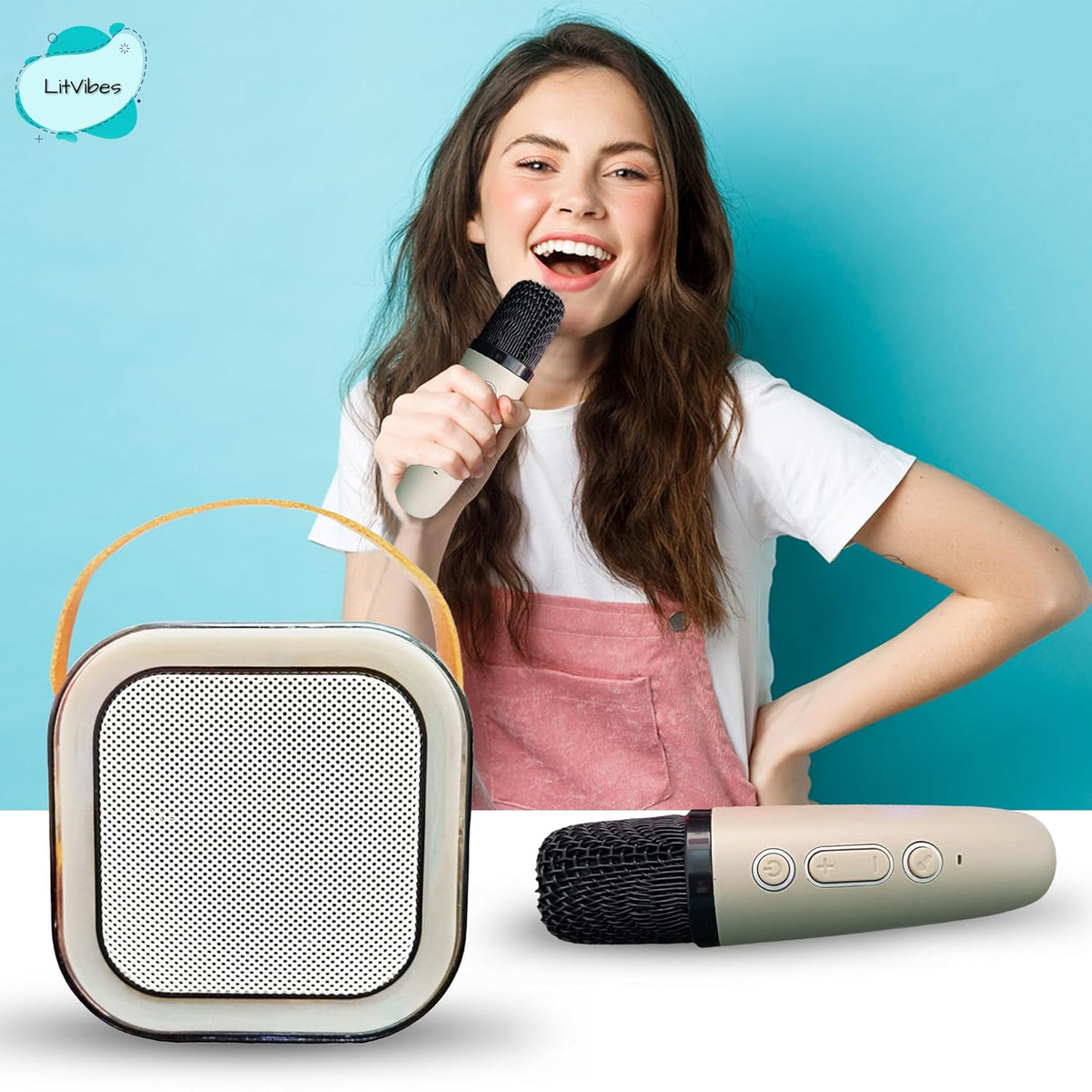 Karaoke speaker with wireless microphone for music lovers and singing enthusiasts