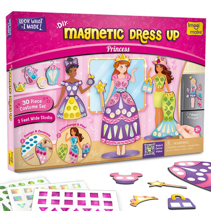 DIY magnetic dress-up set for girls aged 3+ featuring princess characters to play pretend