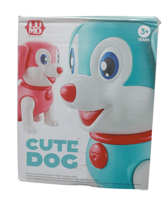 Lumo musical battery operated dog toy for children ages 3 and up in blue and red colors