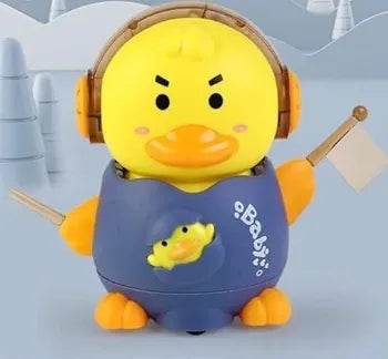 T-Rex the toyland musical dancing duck toy for kids in blue outfit holding flags