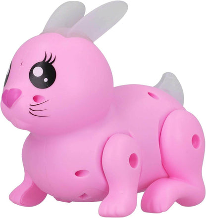 LUMO musical dancing rabbit toy for kids in bright pink with large eyes and white ears