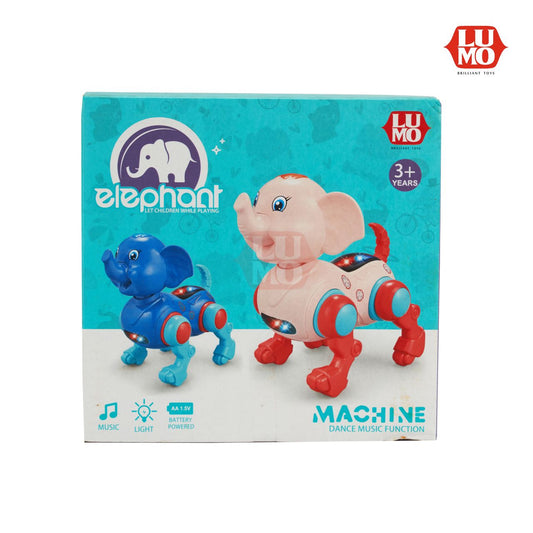Lumo Machine Elephant toy in blue and pink with music and light functions for kids age 3 plus