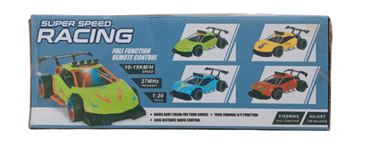 Lumo super speed RC car packaging showing four colorful remote control cars with full function control