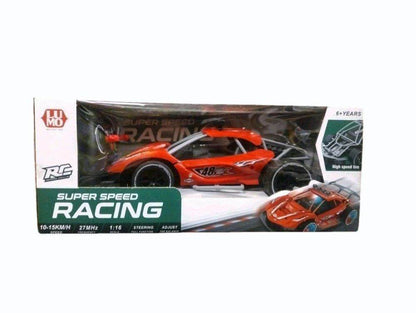 Lumo super speed RC car in red racing design with high speed tire and adjustable steering in packaging