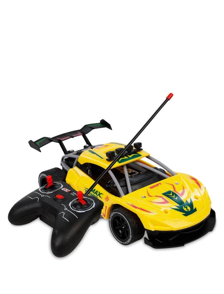 Lumo super speed RC car yellow with black remote control and racing decals