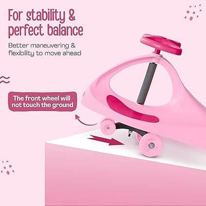 LuvLap Sunshine Swing Car, Magic Car, Kids Push Car, Swing Car for Kids, Comfortable Seats & Durable, Baby Car, Magic Toy Car, Kids Swing Car, Ride On Car, Kids Car, 3+ Years, Pink - T-Rex the toyland Sitamarhi