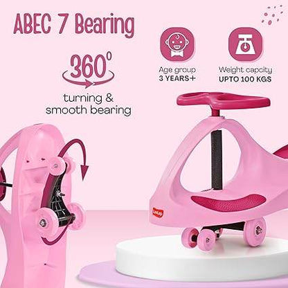 LuvLap Sunshine Swing Car, Magic Car, Kids Push Car, Swing Car for Kids, Comfortable Seats & Durable, Baby Car, Magic Toy Car, Kids Swing Car, Ride On Car, Kids Car, 3+ Years, Pink - T-Rex the toyland Sitamarhi